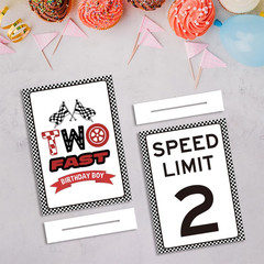 Speed Limit 2 Sign Set for Boys Birthday Party, 5×7 Acrylic Decor, Racing Theme