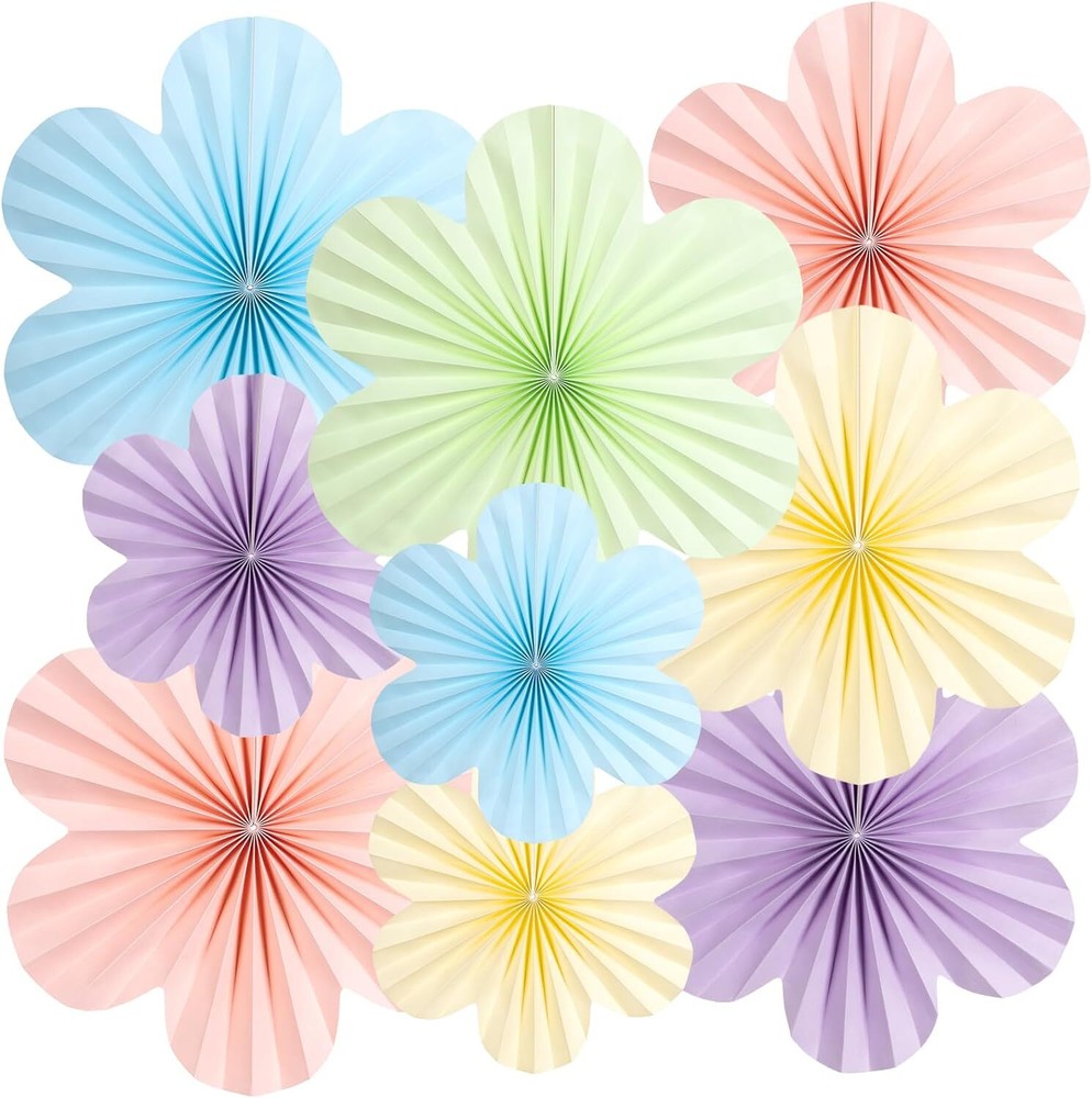 SUNBEAUTY 9 PCS Pastel Paper Flowers Decorations for Variety Pack,