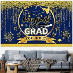 Stunning 2026 Blue & Gold Graduation Party Banner – Perfect for Photos and Decor