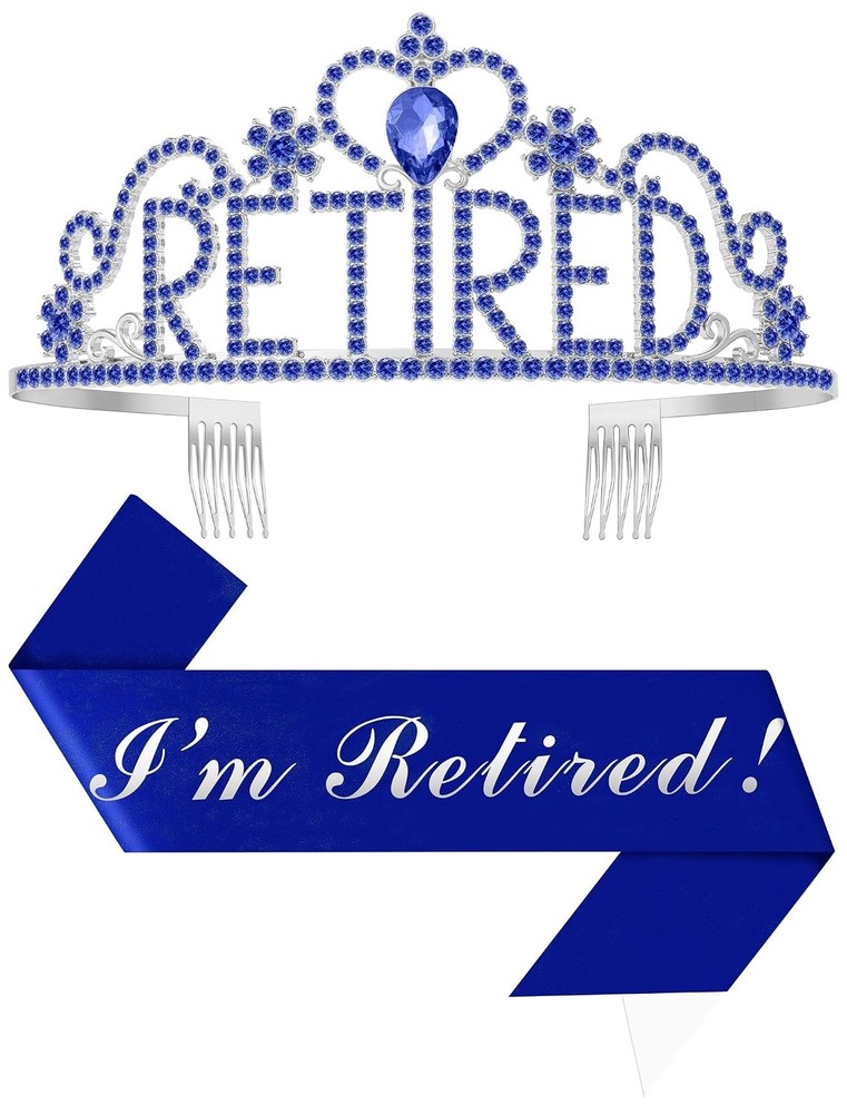 Retirement Party Decorations Tiara Crown Sash for Women Happy Retired Gift