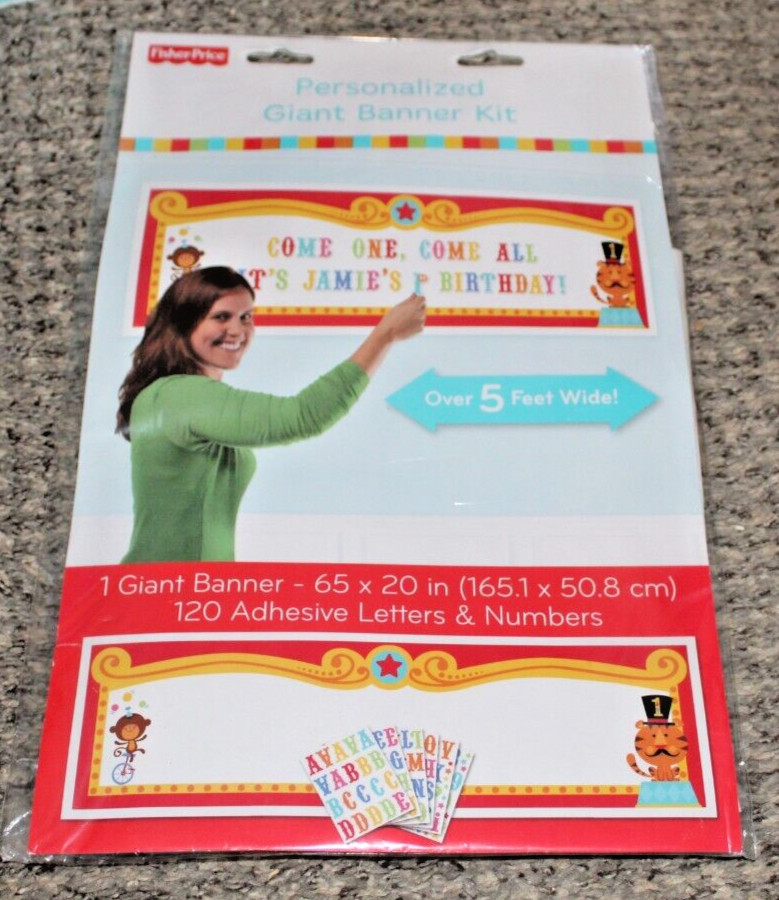 FISHER PRICE 1st BIRTHDAY CIRCUS CUSTOMIZABLE GIANT BANNER Party Supplies Red