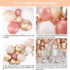 Kit de arco de guirnalda 130 globos rubor,retro rosa,crema,dorado para boda fies