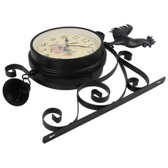 Double Sided Wall Clock with Silent Movement for Home Living Room Black