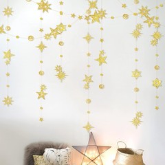 Cheerland Glitter Gold Star Garlands Star Party Decoration Celestial Streamer Sp