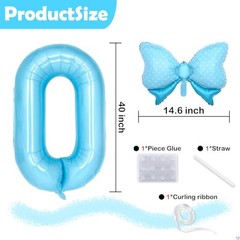 Light Blue 7 Balloon Number Blue Birthday Decorations for Girls, Blue Number 7
