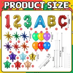 6 Pcs Back to Decorations Balloons Stand Kits Decor Balloons Rainbow Abc 123 …