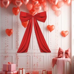 65X105cm Large Red Bow Christmas Tree Topper Red Ribbon Satin Bow With Streamers