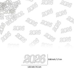 120 PCS Silver Glitter Class of 2026 Graduation Confetti Party Decorations