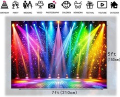 Disco Rainbow Stage 70s 80s 90s Rock Music Club Neon Glow Party Backdrop Banner