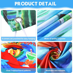 It’S 5 O’ Clock Somewhere Summer Backdrop Tropical Parrot Banner Beach Hawaii De