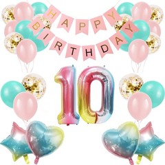 10th Gradient Color Balloons with Happy Banner and Party Supplies for Girls &…