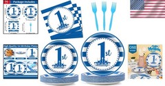Charming 96-Piece 1st Birthday Tableware – Convenient & Disposable for Parties