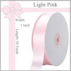Ribbon x 50 Yards, Single Face Polyester Satin Ribbon for 1 Inch Light Pink