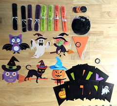 Halloween Happy Birthday Banner & Decorations (Hanging Pom Poms, Spirals)