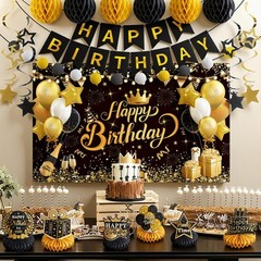 Happy Birthday Party Decoration Set: Including Birthday Banner Backdrop, Part…