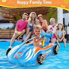 Pool Floats Toys with Water – Inflatable Ride-on Pool Toys for Ages 4-8 Race …