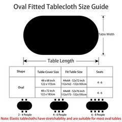 Wolkemer Fitted Oval Tablecloth Spandex Stretch Black Cocktail Table Cover El…