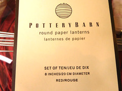 Pottery Barn 10 red round paper lanterns party supplies