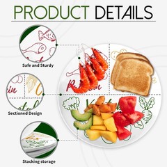 Viynran Portion Control Plate – 10 Inch Melamine Dinner 10 inch, 1-Pack