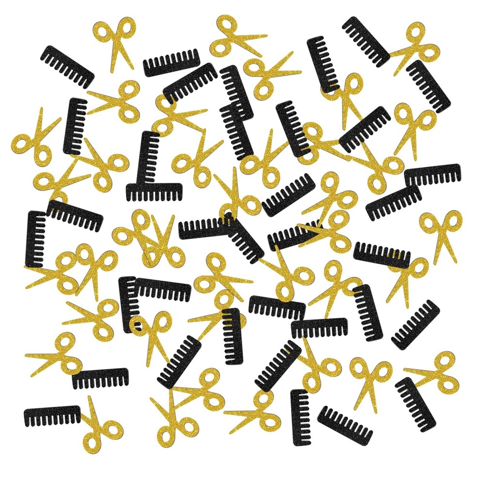Barber Theme Birthday Table Confetti Gold Black Glitter Paper Scatter 120 PCS