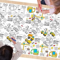 1 Pack Construction Coloring Table Cloth for Kids – Giant Construction Theme Col