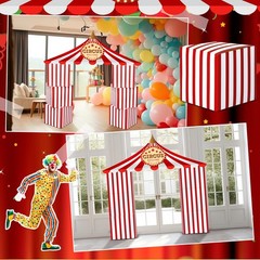 7 Pcs Circus Carnival Theme Party Decorations Circus Cardboard Tent 47 x 51 R…