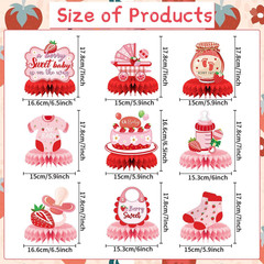 Strawberry Baby Shower Decorations – 9PCS Berry Sweet Baby Shower Decorations