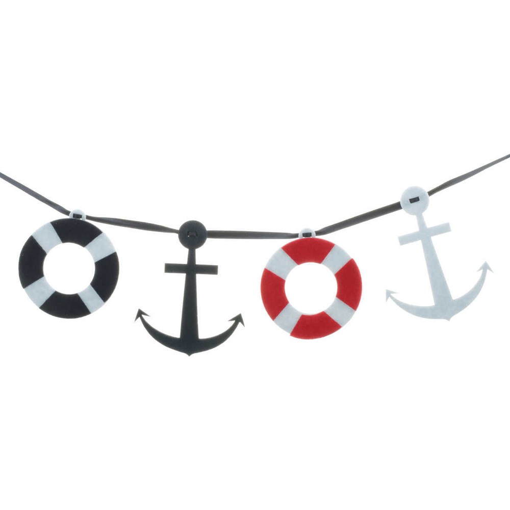 NAUTICAL GARLAND RED WHITE BLUE HANGING PARTY DECORATION OCEAN CRUISE BANNER