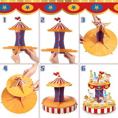 Carnival Circus Cupcake Stand Party Decorations with 24 Cake Decorations Circ…