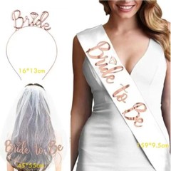 Bachelorette Party Decorations Bride To Be Sash Veil Tiara Temporary Tattoo Set