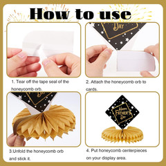Father’S Day Decorations Honeycomb Centerpieces, Black and Gold Happy Father’S D