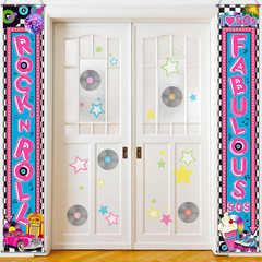 50s Rock n Roll Party Backdrop Banner Porch Sign Photo Booth Decorations 50s
