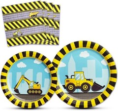 Construction Party Supplies Set – 48 Pcs Disposable Tableware for Kids’ Birthday