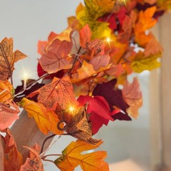 3 Pack Fall Leaf Garland with Lights, Total 17.7 Ft String Lights Fall Vines …