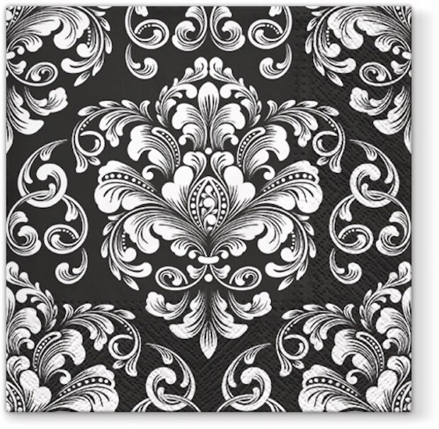 Wedding Pattern 20 Cocktail Paper Napkins Black and White Elegant Party Deco