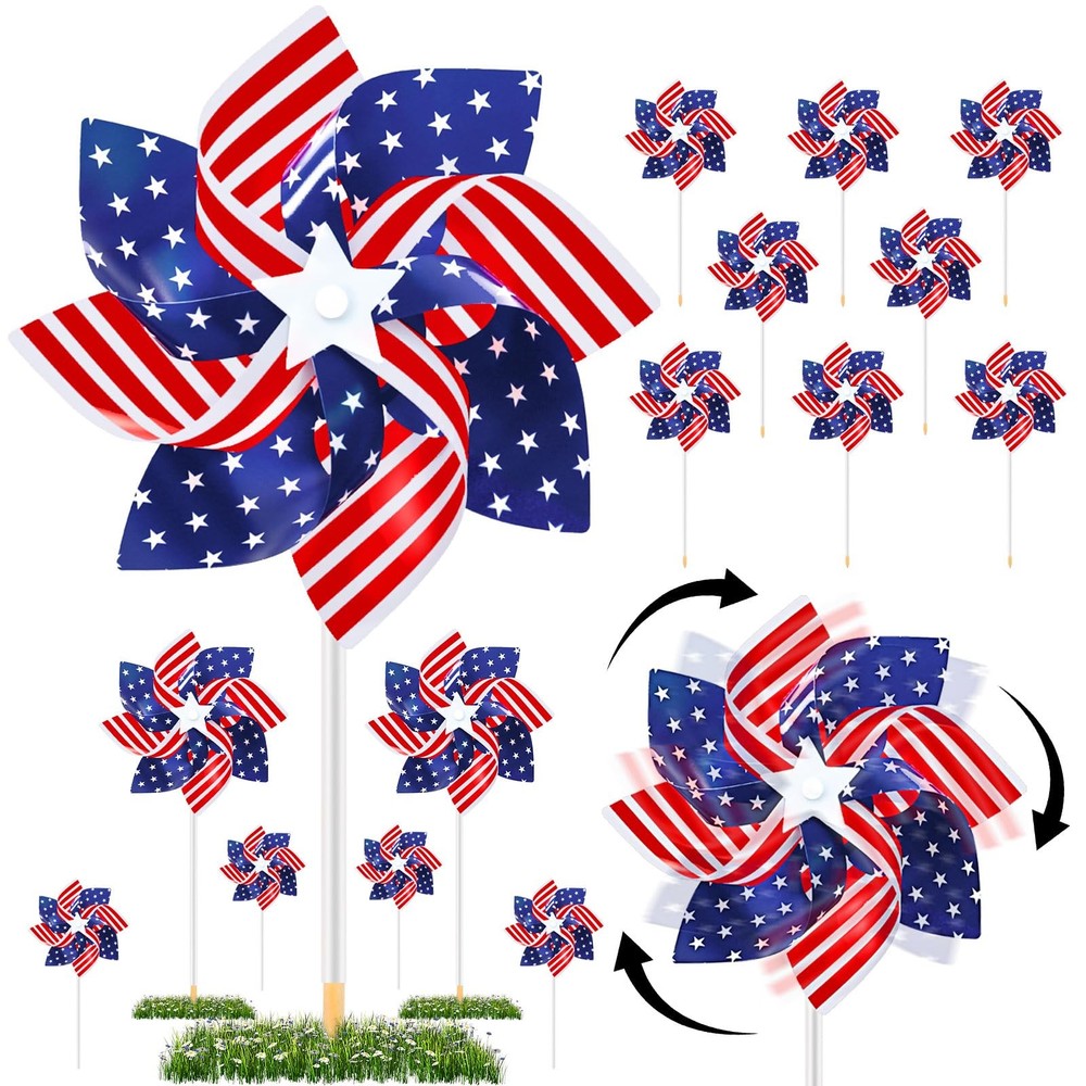 20pcs Fourth of July Pinwheels,Red White and Blue 4th of July Decorations Americ