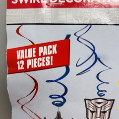 Transformers Swirl Decorations 12 Pc Party Hanging Decor Hasbro 2014 New