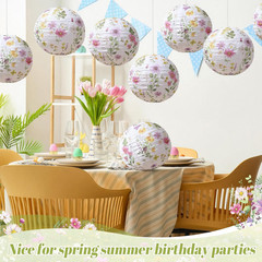 12 Pcs Wildflower Paper Lanterns Spring Floral Watercolor Wildflower Party Decor