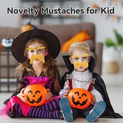2 PCS Yellow Mustache and Eyebrows with Spare Tape, 2 Novelty Realistic Yellow F