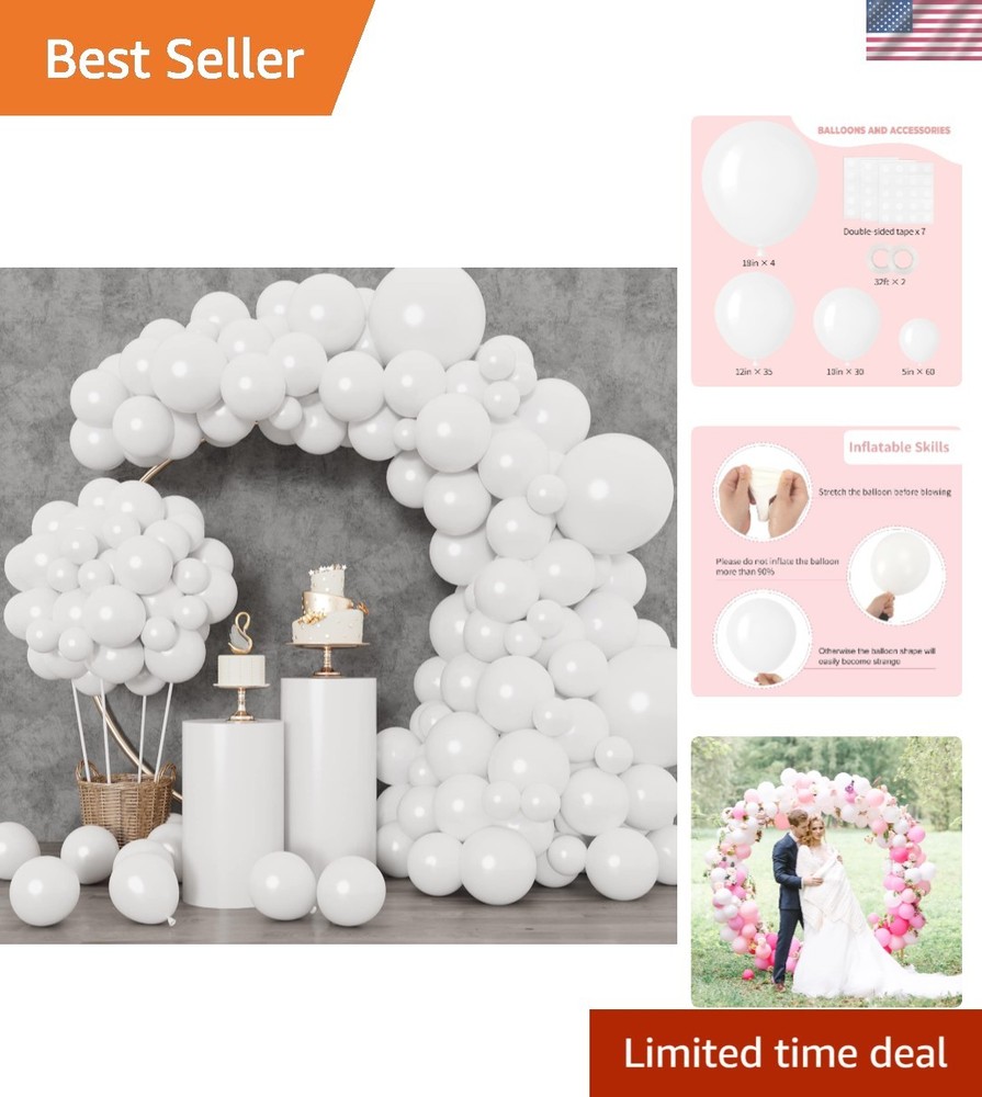 White Balloons 129pcs Different Sizes 18 12 10 5 Inch for Garland Arch, Latex…