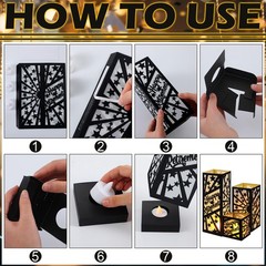 12 PCS Happy Retirement Party Table Decorations Black Gold Centerpiece Lantern