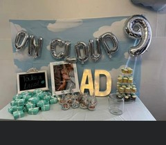 13 PCS Silver On Cloud 9 Balloons 9th Birthday Decoration Nine Years Old Birt…