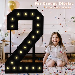Giant Number 55 Marquee Light 4FT Black Birthday Party Decoration LED Lights