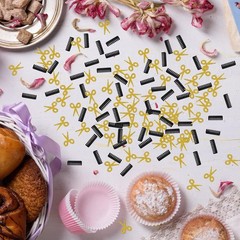 Barber Theme Birthday Table Confetti Gold Black Glitter Paper Scatter 120 PCS