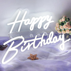 Large Happy Birthday Neon Sign Set – Dimmable LED Backdrop Decoration