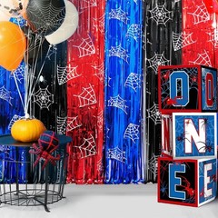 Spider Web Birthday Decorations, 2 Pack Spider Party Supplies 3.3×6.6ft Tinse…