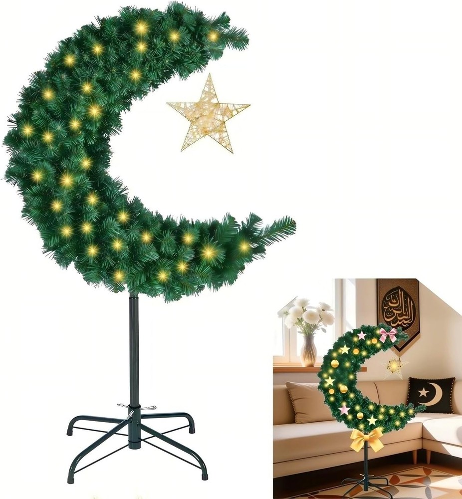 3ft Lighted Ramadan Moon Tree Star Decorations Islamic