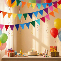 6 Pack 72 Flags/8.2 Ft Rainbow Pennant Banner, Multicolor Bunting String Triangl