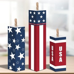 4th of July Firecracker Decorations – Rustic Patriotic Tiered Tray Decor, Indepe