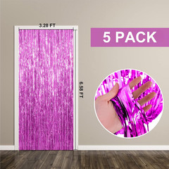 5 Pack Foil Curtain Backdrop Metallic Tinsel Foil Fringe Curtains Photo Booth Pr